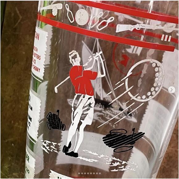 Vintage Hazel Atlas Glass Cocktail Shaker Sailing Golfing Father’s Day NO LID - Picture 1 of 8